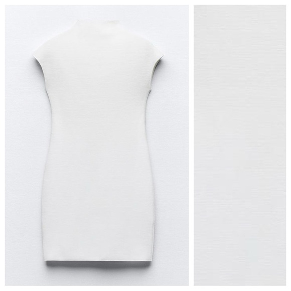 Zara White Bodycon Mini Dress with Black Pattern - Picture 6 of 11